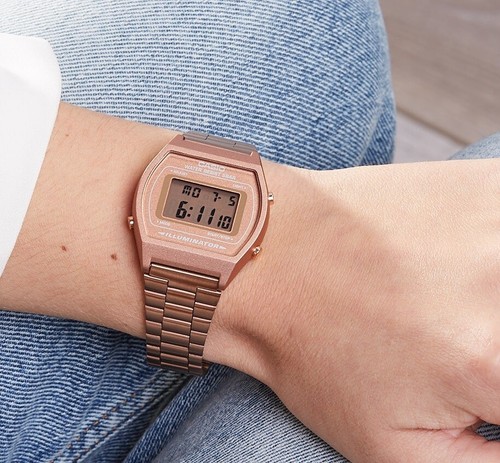 Casio Vintage Digital LCD Womens Steel Pink Chronograph Alarm Timer | eBay