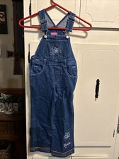 Girls Barbie Denim Jean Bib Overalls with Pink accents Flowers-6