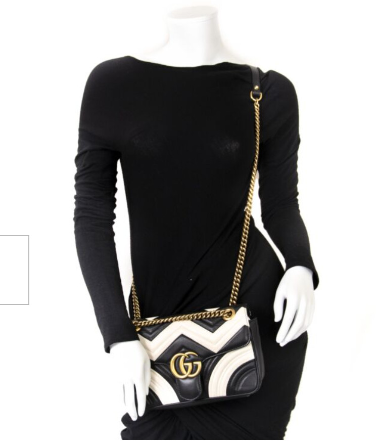 Gucci GG Marmont Small Black/White Chevron Quilted Leather Bag - Limited Edition image 3