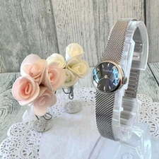 MARGARET HOWELL Watch Round Navy Silver Used From Japan Check description