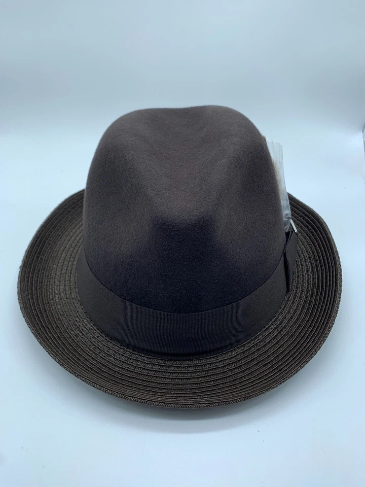 NUEVA SIERRA PARA HOMBRE STACY ADAMS 686 FIELTRO DE LANA FEDORA BANDA DE CHOCOLATE ALA DE 2" Foto 2 de 4