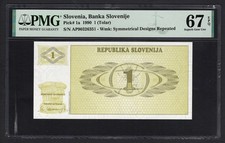 Slovenia One (Tolarjev) 1990 P1a Uncirculated Graded 67