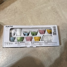 Ikea 14 Piece Ceramic Mini Coffee Tea Set Kid's Play Set Demitasse Pastel DUKTIG