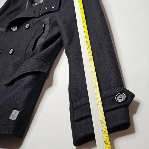 Guess Men XL Peacoat Black Wool Blend Double Breasted Zipper Bib M04110AB944 image 7