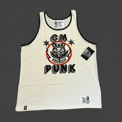 Roots of Fight CM Punk Black Sheep Tank Top Ringer Cream Size 3XL NWT WWE AEW