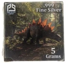 Pan Silver Stegosaurus Dinosaur 5 gram Silver bar in box