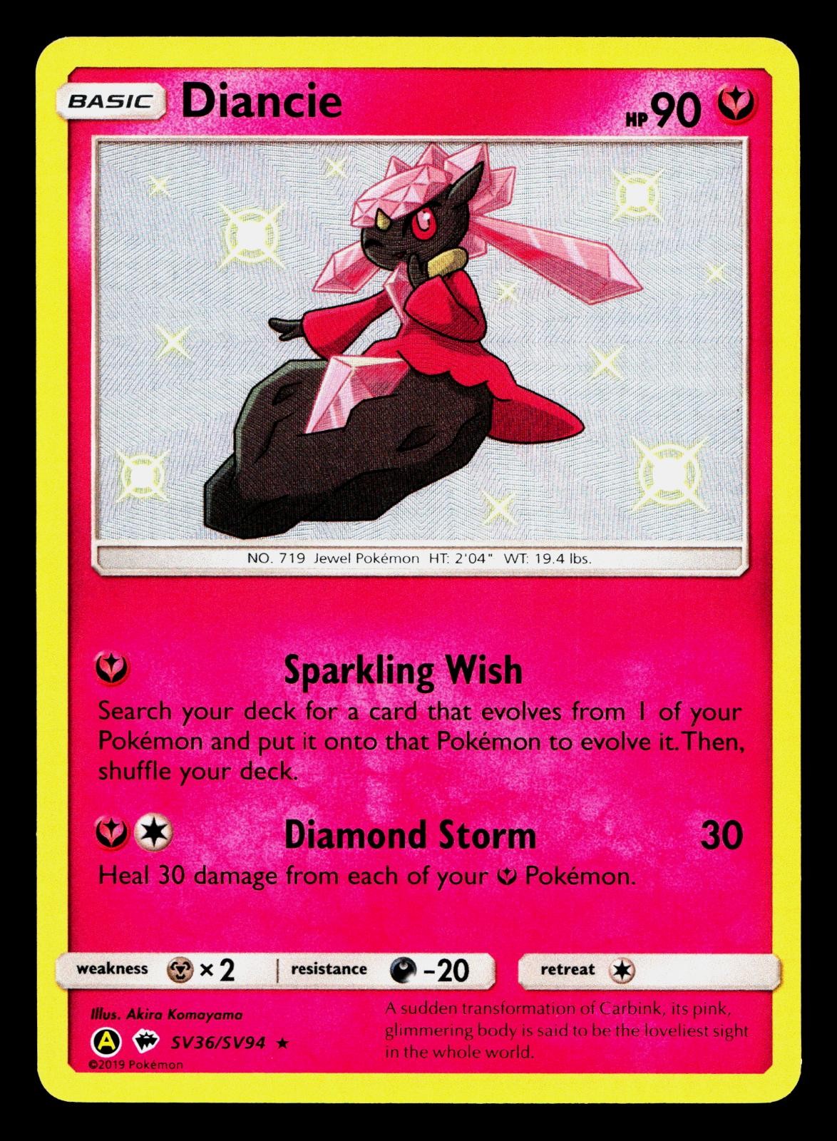 Diancie SV36/SV94 Shiny Rare Hidden Fates Shiny Vault Pokemon Holo Near Mint