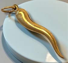 Vintage 14K Yellow Gold ITALIAN Horn Lucky CHARM Pendant