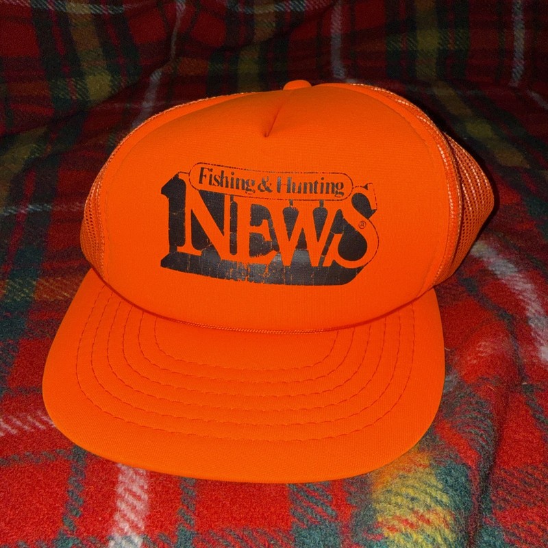 Vintage Fishing & Hunting hat foam rope snapback hunter blaze orange (HOME31)