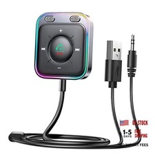 Bluetooth 6.0 AUX Car Adapter, Dual Mics Noise Cancellation, Plug-and Black