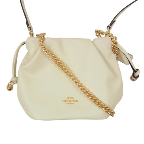 Coach CDB67 Faye Mini Drawstring Leather Shoulder Bag off-white Used LIFE-0