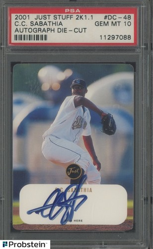 2001 Just Stuff 2K 1.1 Die-Cut #DC48 CC Sabathia RC Rookie HOF AUTO PSA 10