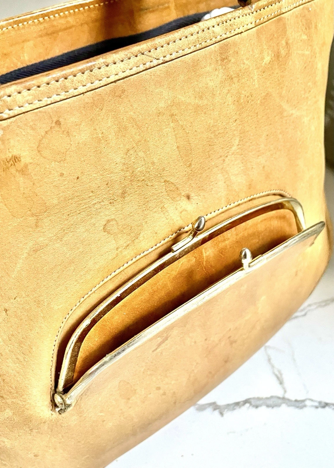 Borsa Coach Bonnie Cashin vintage anni 70 anguria pelle marrone con chiusura firmata