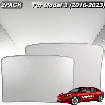 Foldable Sunroof Sunshade For Tesla Model 3 (2019-2023, Old Version), 2PCS White