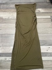 lovely ladies shein small uk size 8-10 olive green strapless bodycon midi dress
