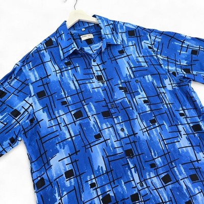 Georg Roth of Germany XXL Blue Abstract Geometric Short Sleeve Shirt