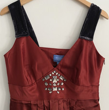 Simply Vera Wang Womens 10 Red Silk Dress Velvet Semi Formal New