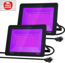 2 Pack 300W LED Black Light, Outdoor Blacklight Flood Light with Plug, IP66