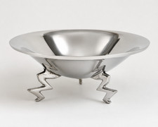 Modernist Aluminum Centerpiece Bowl Zig Zag Legs 11" Serving Dish Made in India