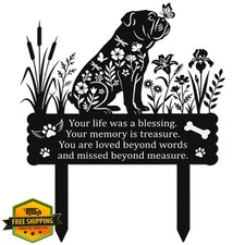 Rngmsi Bulldog Pet Grave Marker Dog Memorial Garden Stake Lawn Outdoor