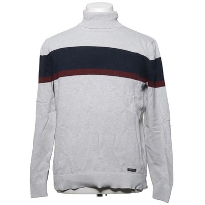 Threadbare, Rollkragenpullover, Größe: M, Grau/Blau/Rot, Streifen #P6w