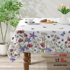 Spring Tablecloth 60x84 Inch Rectangle - 84" x 60" Rectangular Wild Flower