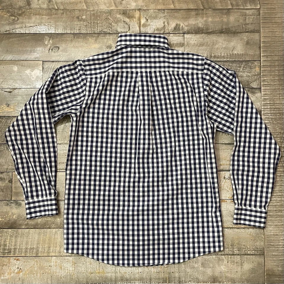 Camisa de vestir Class Club para niños talla 16 azul marino y blanco a cuadros etiqueta dorada Foto 2 de 4