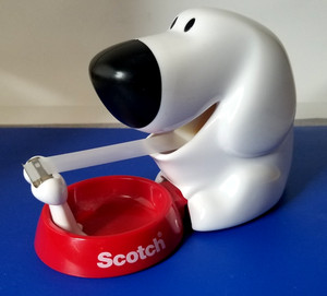 Scotch Magic Tape Dispenser Dog w Bowl 3M C31 Holds 3/4"x350" Roll Vintage