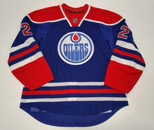 EDMONTON OILERS JEFF PETRY GAME WORN USED HOCKEY JERSEY 2014-2015 REEBOK NHL