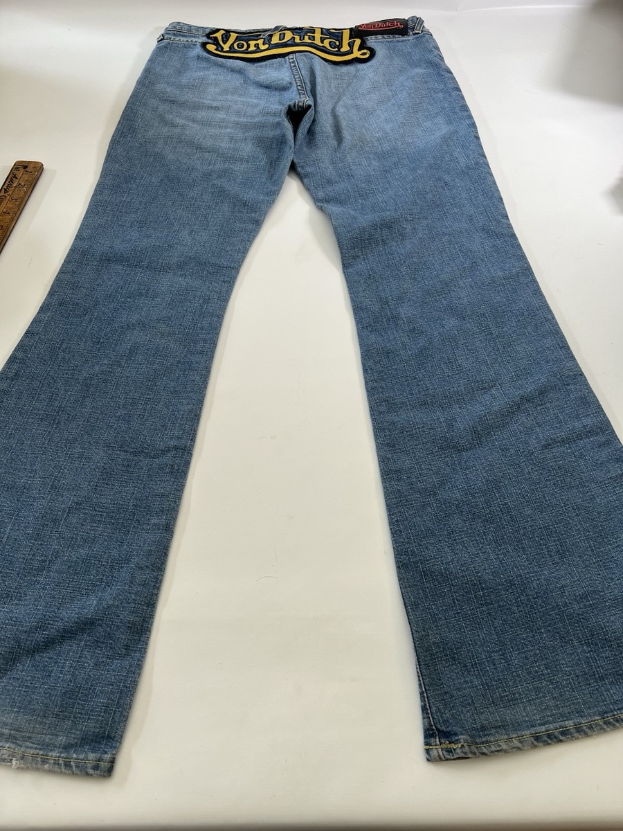 RARE Y2K Von Dutch Sz 30 Vintage Back Patch 90's Jeans Distressed