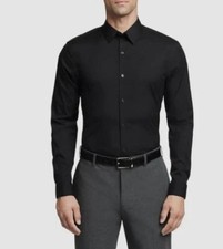 Calvin Klein Men's XL Black Active Performance Stretch Dress Shirt Regular d1699