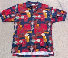Reebok Men's Vintage 90s Golf Polo Shirt Size XL Multicolor Abstract Rare