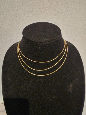 Missoma 3 Layered Chain Necklace 18k Goldplated Sterling Silver L: 14,15,16'' New