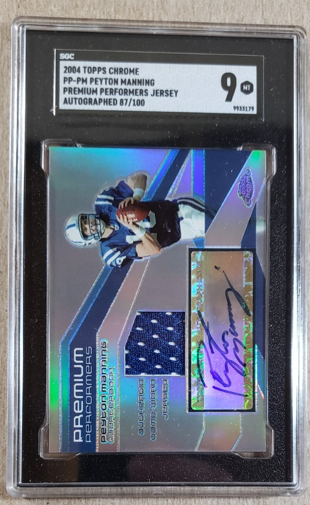 2004 Topps Chrome Peyton Manning Game Used Jersey Auto /100 SGC 9 Colts view 3