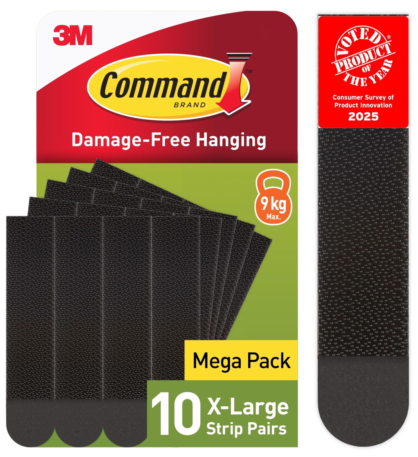 Command Picture Hanging Strips, Black, X-Large, 10 Pairs (20 Strips) - Adhe