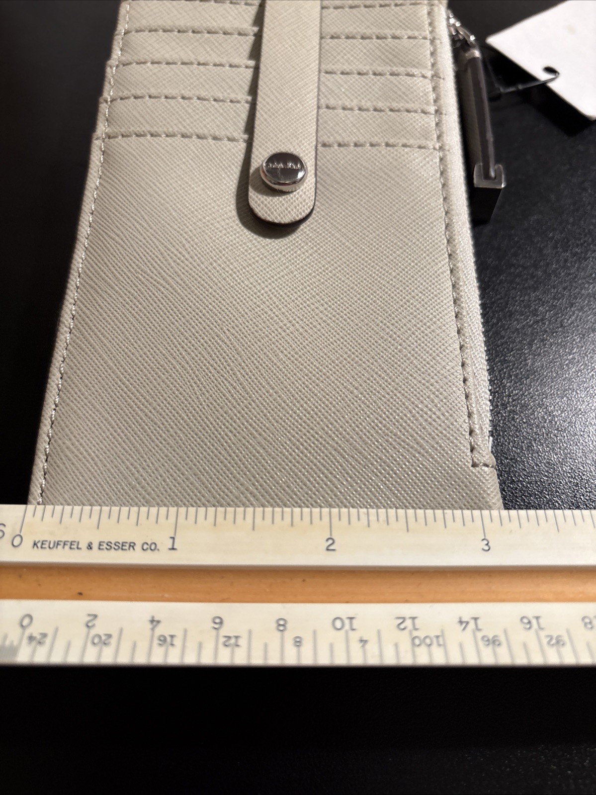Calvin Klein Leather 10 Slot Card Holder & Side Zip Pocket Wallet with Key Ring thumbnail 8