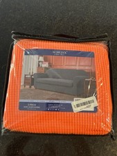 Subrtex Waffle Texture Sofa Cover Slip Cover Anti Slip Couch Cover Color Orange