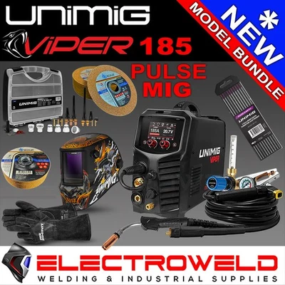 UNIMIG Viper Multi 185 MIG TIG Welder Bundle + Helmet Gloves Spares Rods U11260 - Bild 1 von 4