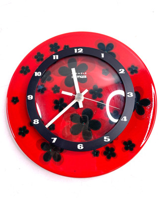 Kienzle Boutique Wanduhr Rot schwarz mit Blumen