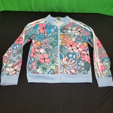Adidas Floral Tricot Full Zip Activewear Track Jacket Girl s Youth Medium 10/12
