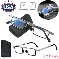 2  Foldable Reading Glasses Portable Anti-blue Glasses Ultra-light Travel USA