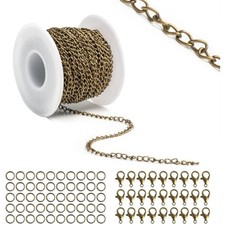 33 feet metal bronze necklace chains curb links chains bulk for jewelr