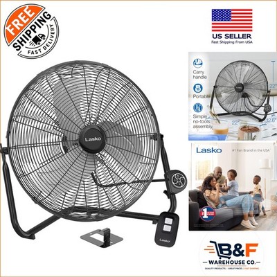 Versatile 20'' Black High Velocity Wall Mount Fan with Pivoting Head & Remote