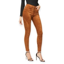 Good American Good Waist Faux Suede Skinny Jean SIZE 00 Tobacco Brown Legging