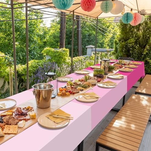 12 Pack Plastic Pink Tablecloths Disposable Pastel 12pcs Pastel Pink Rectangle - Afbeelding 8 van 8