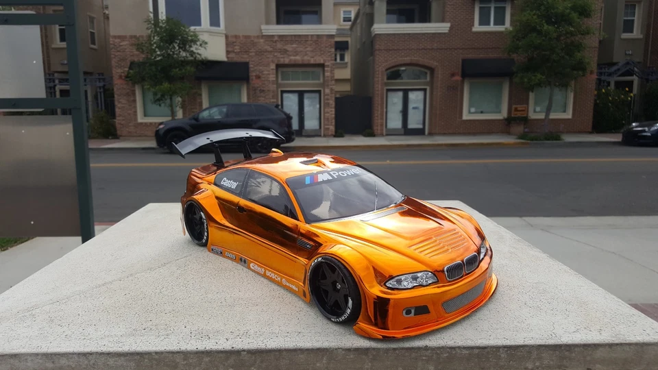 200mm 1/10 CHROME ORANGE BMW M3 4Tec2 drift HPI DC10 YD2 MST TT02 Body Only - Image 2 of 4