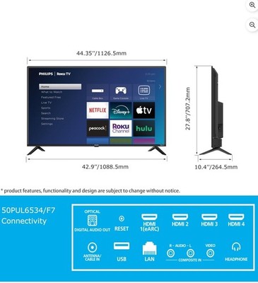 Philips  50 Class 4K UHD ROKU Smart TV  - 60PUL6534/F7