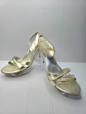 STUART WEITZMAN Gold Delovely Strappy Stiletto Heels Women s Size 5.5M Slingback