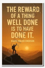 The reward of a thing well done is to have done it Ralph Waldo Emerson Poster