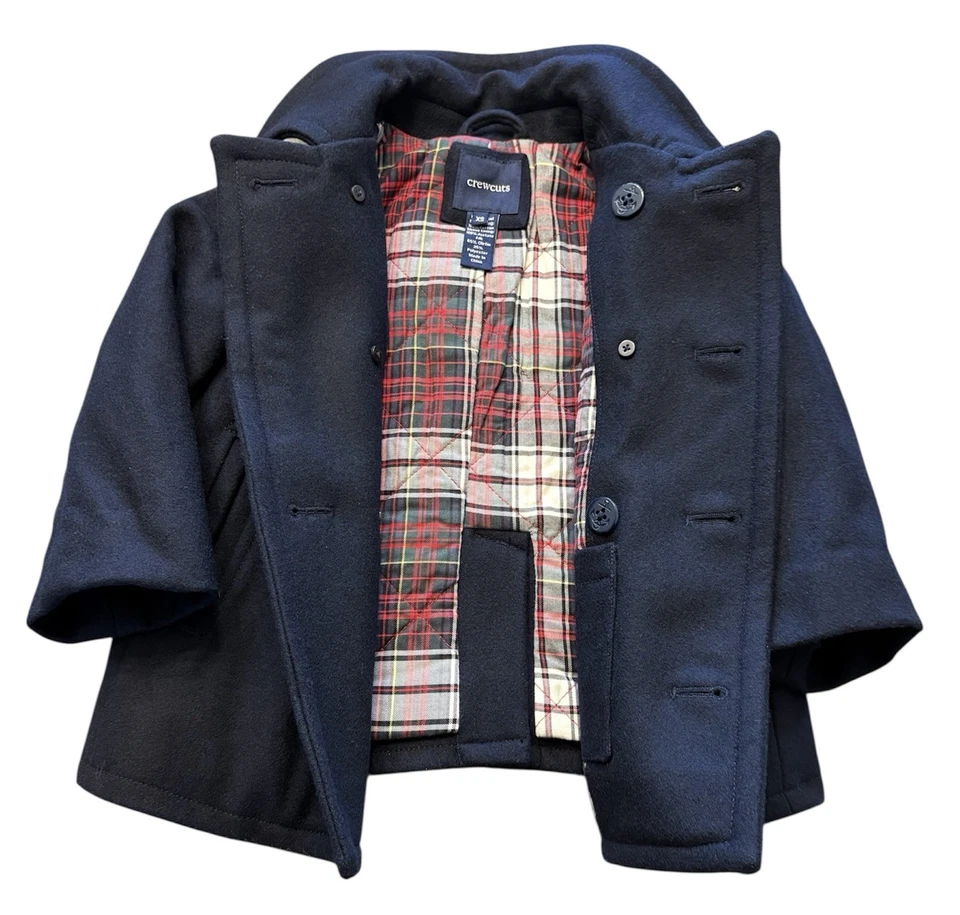 J Crew Crewcuts Navy Unisex Toddler Relaxed Wool-Blend Pea Coat XS - Image 3 of 4